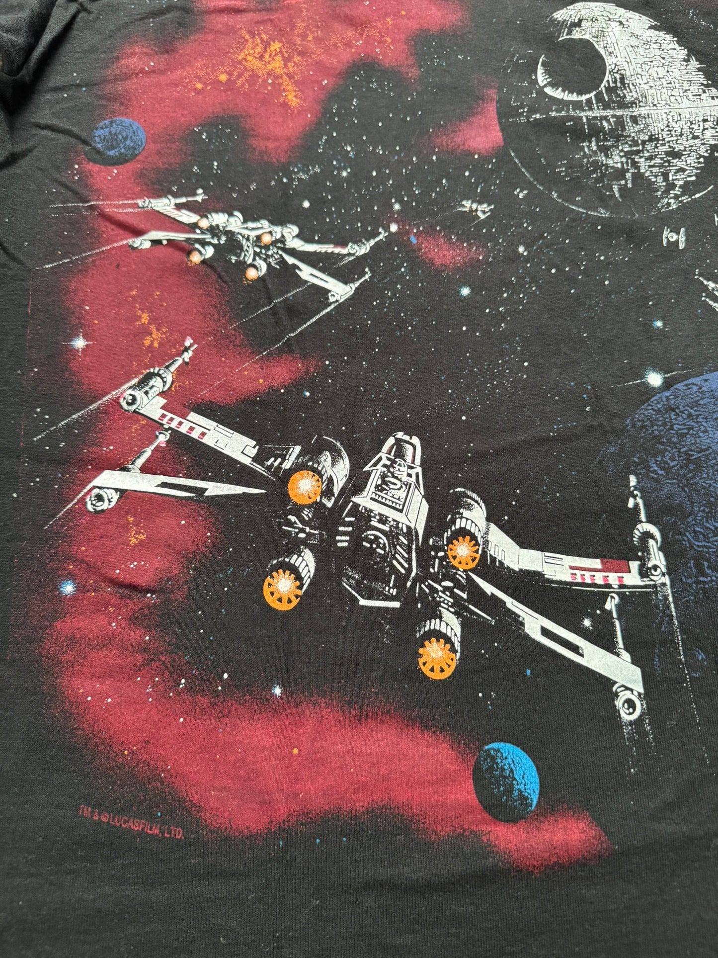 1990s Vintage Star Wars Death Star X-Wing Chrome T Shirt