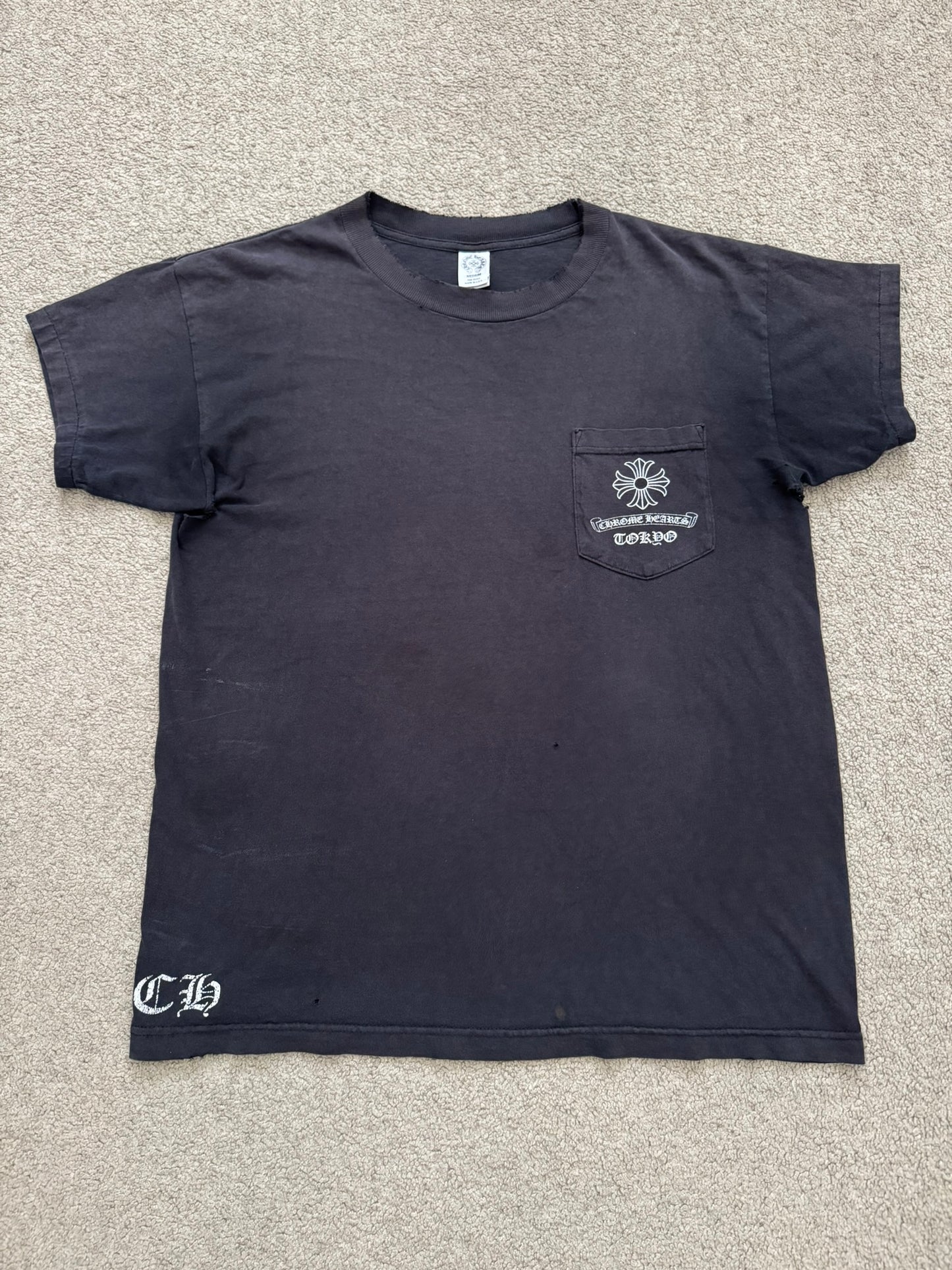Vintage Chrome Hearts Thrashed Tokyo Maltese Cross T Shirt