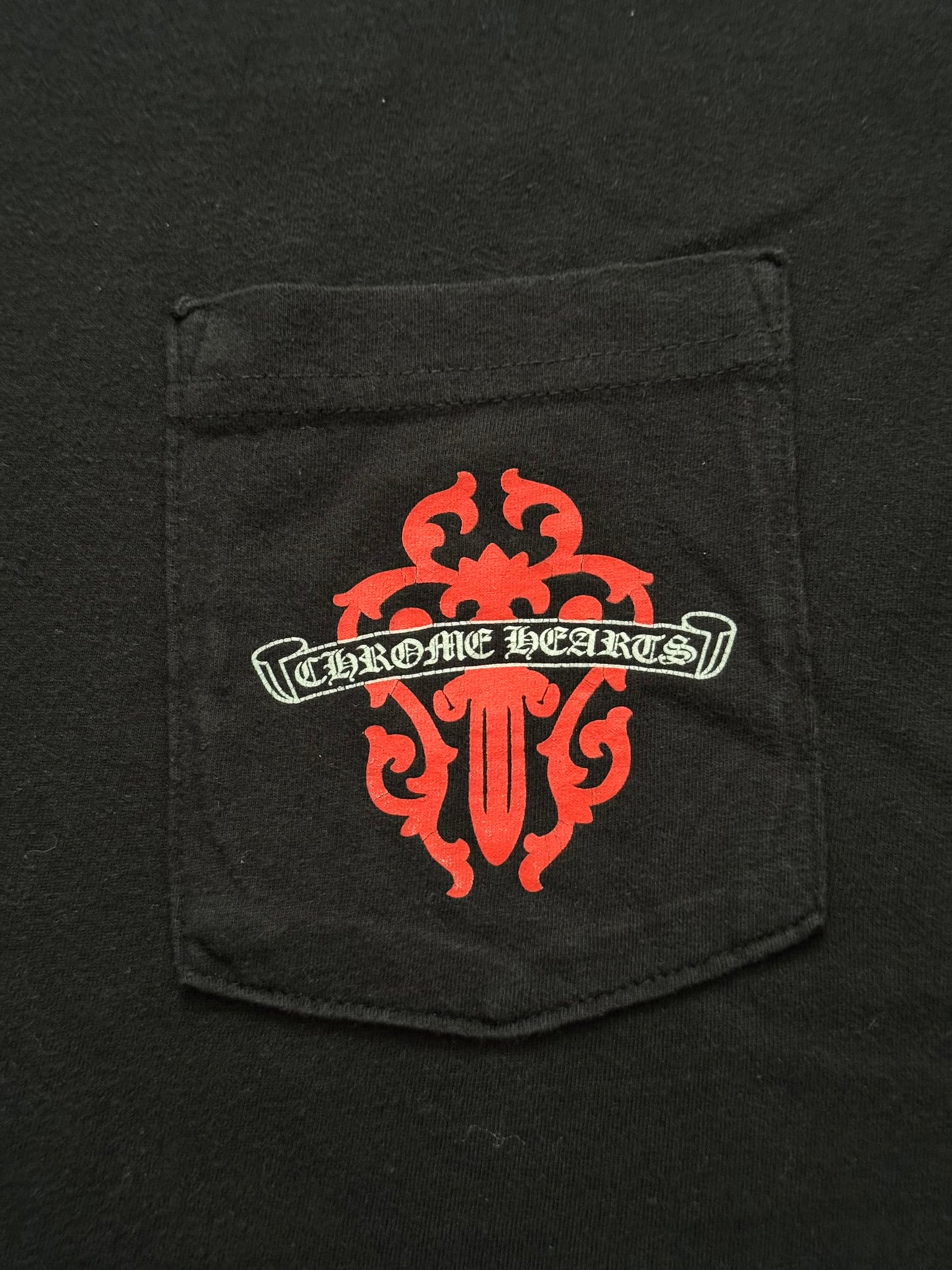 Chrome Hearts Red Vine Dagger Scroll Logo Pocket T Shirt