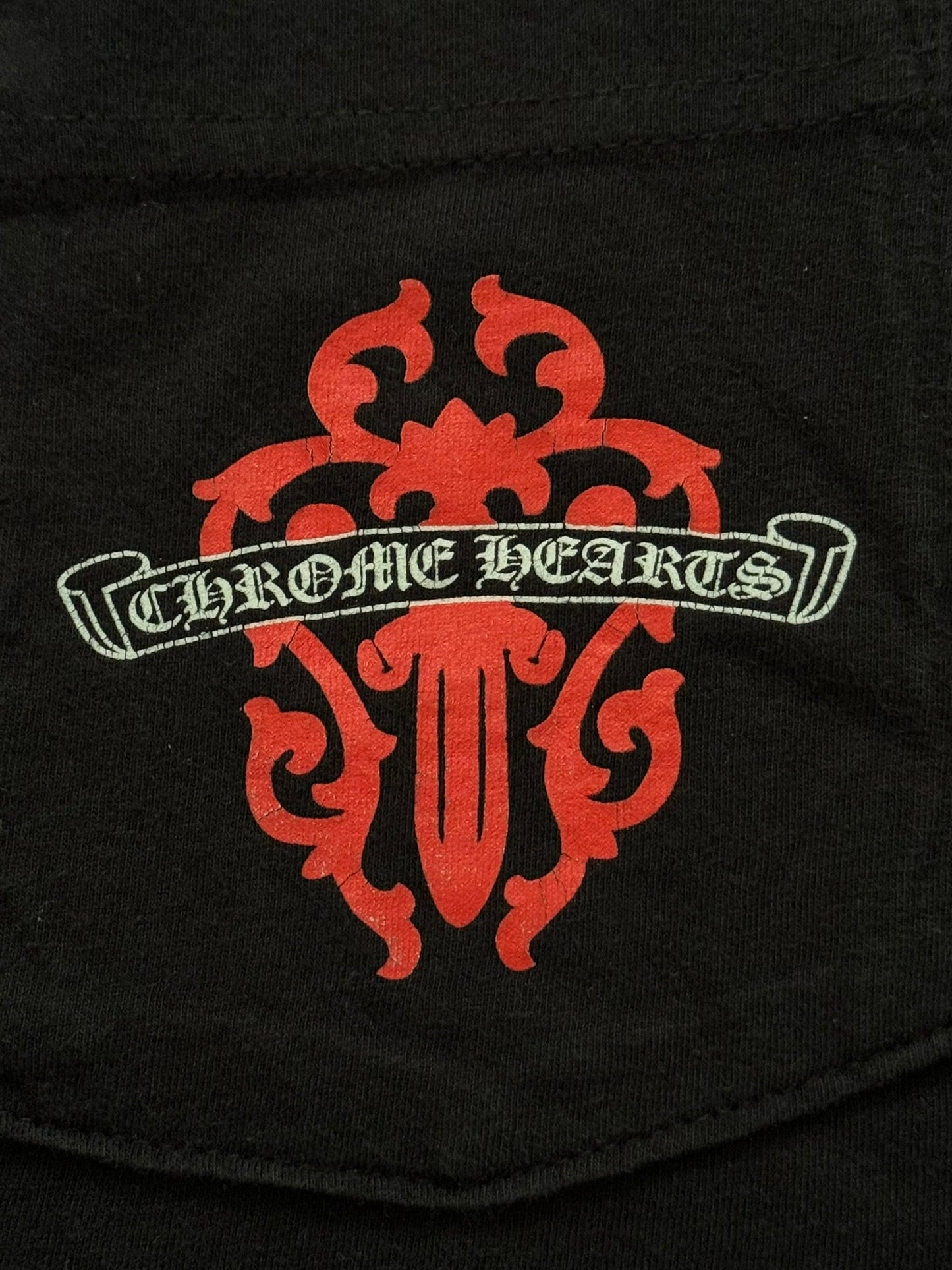 Chrome Hearts Red Vine Dagger Scroll Logo Pocket T Shirt