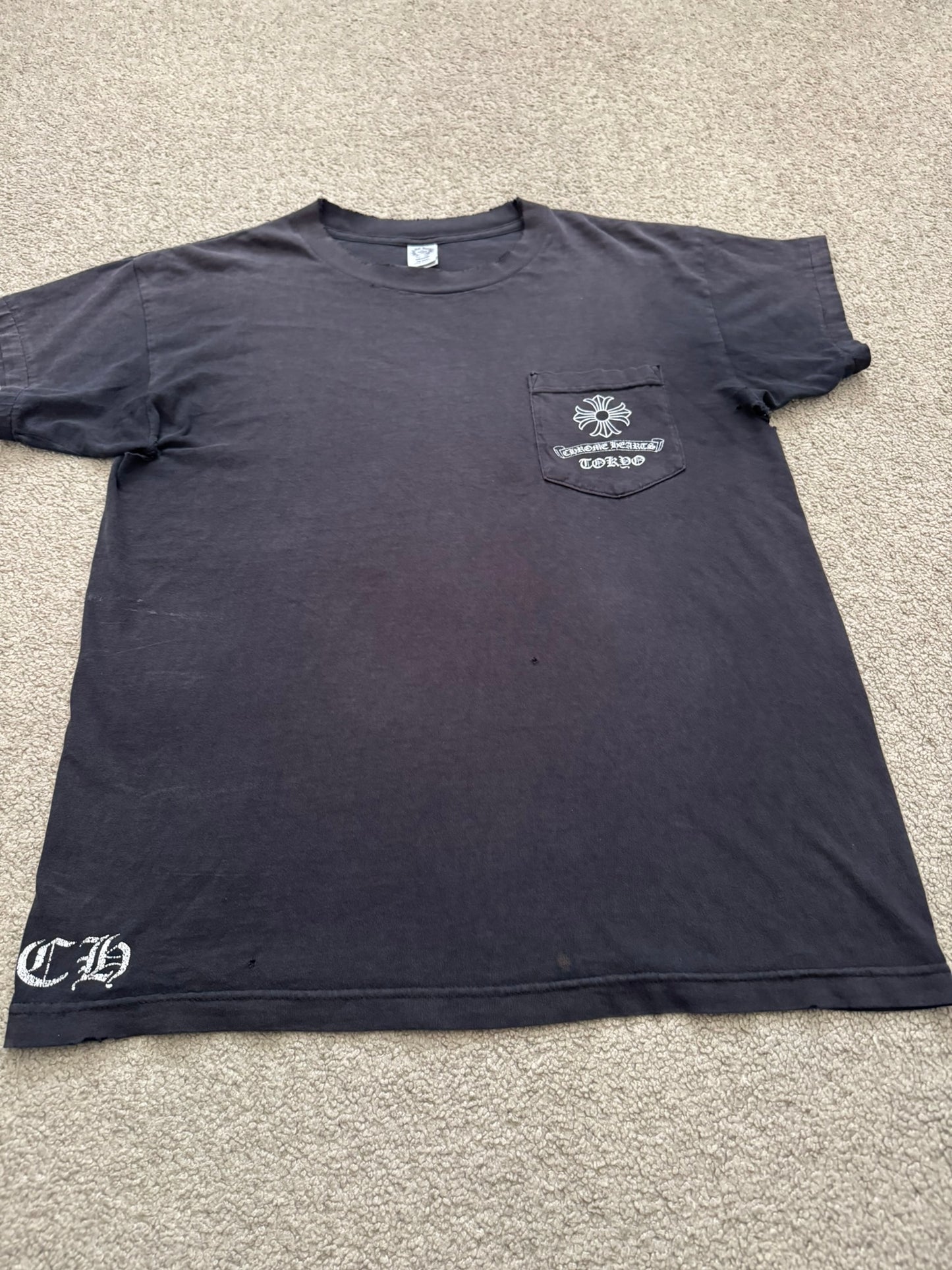 Vintage Chrome Hearts Thrashed Tokyo Maltese Cross T Shirt