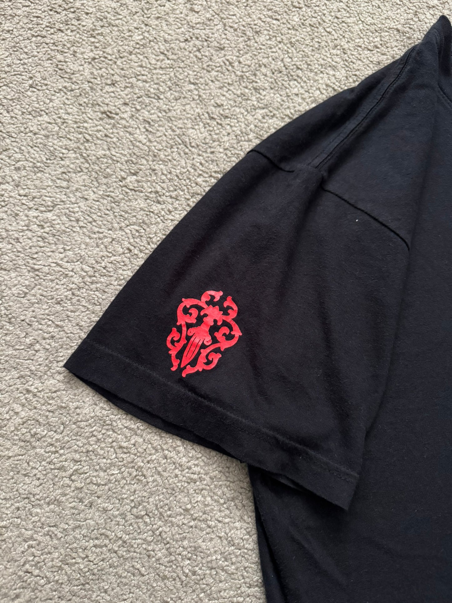 Chrome Hearts Red Vine Dagger Scroll Logo Pocket T Shirt