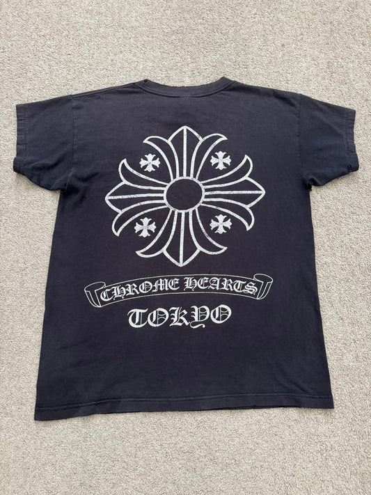 Vintage Chrome Hearts Thrashed Tokyo Maltese Cross T Shirt