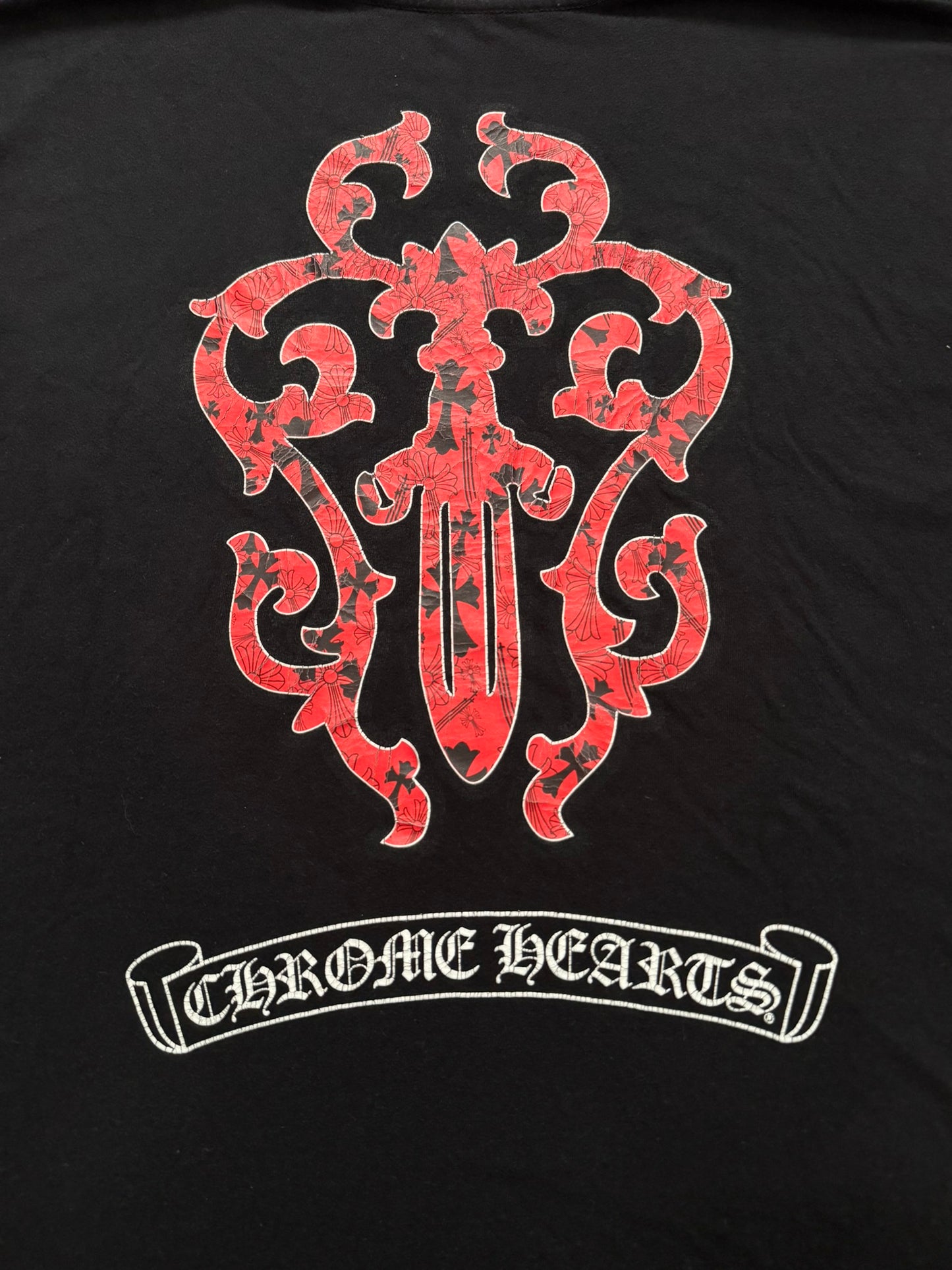 Chrome Hearts Red Vine Dagger Scroll Logo Pocket T Shirt