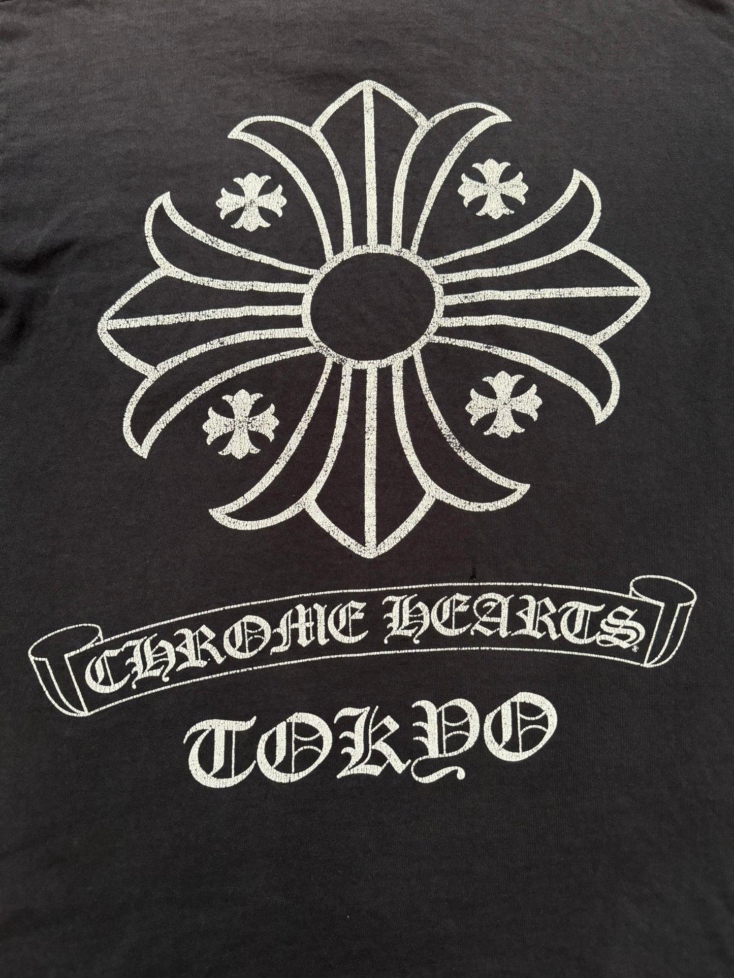 Vintage Chrome Hearts Thrashed Tokyo Maltese Cross T Shirt