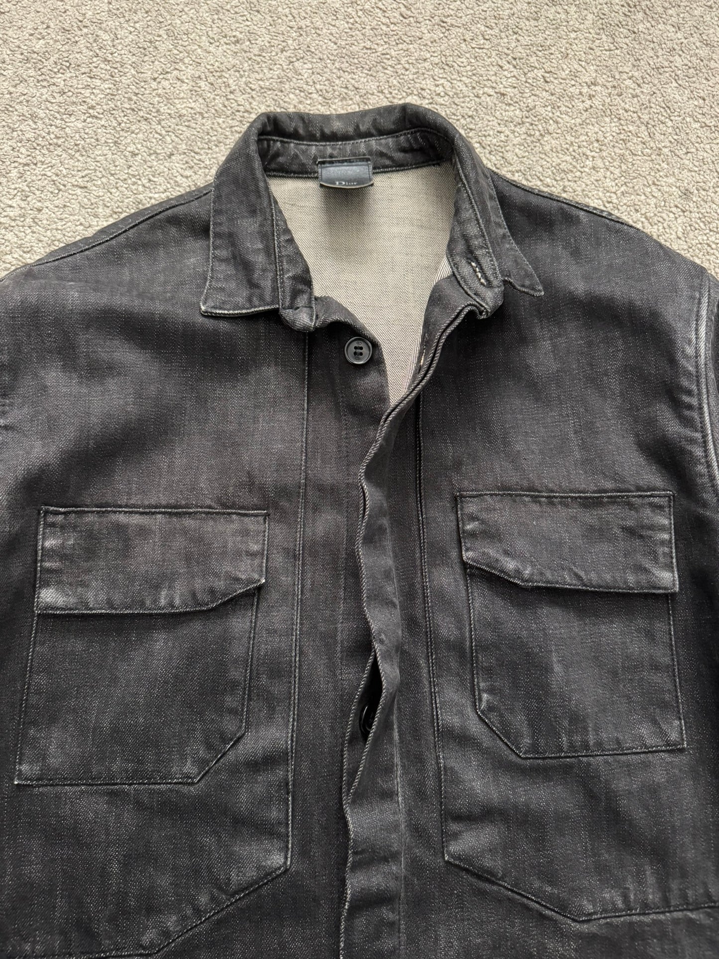 SS03 Dior Homme by Hedi Slimane Black Denim Work Shirt Jacket