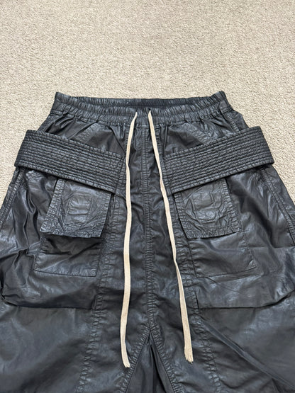 SS15 Rick Owens DRKSHDW Black Waxed Creatch Cargo Pods Shorts