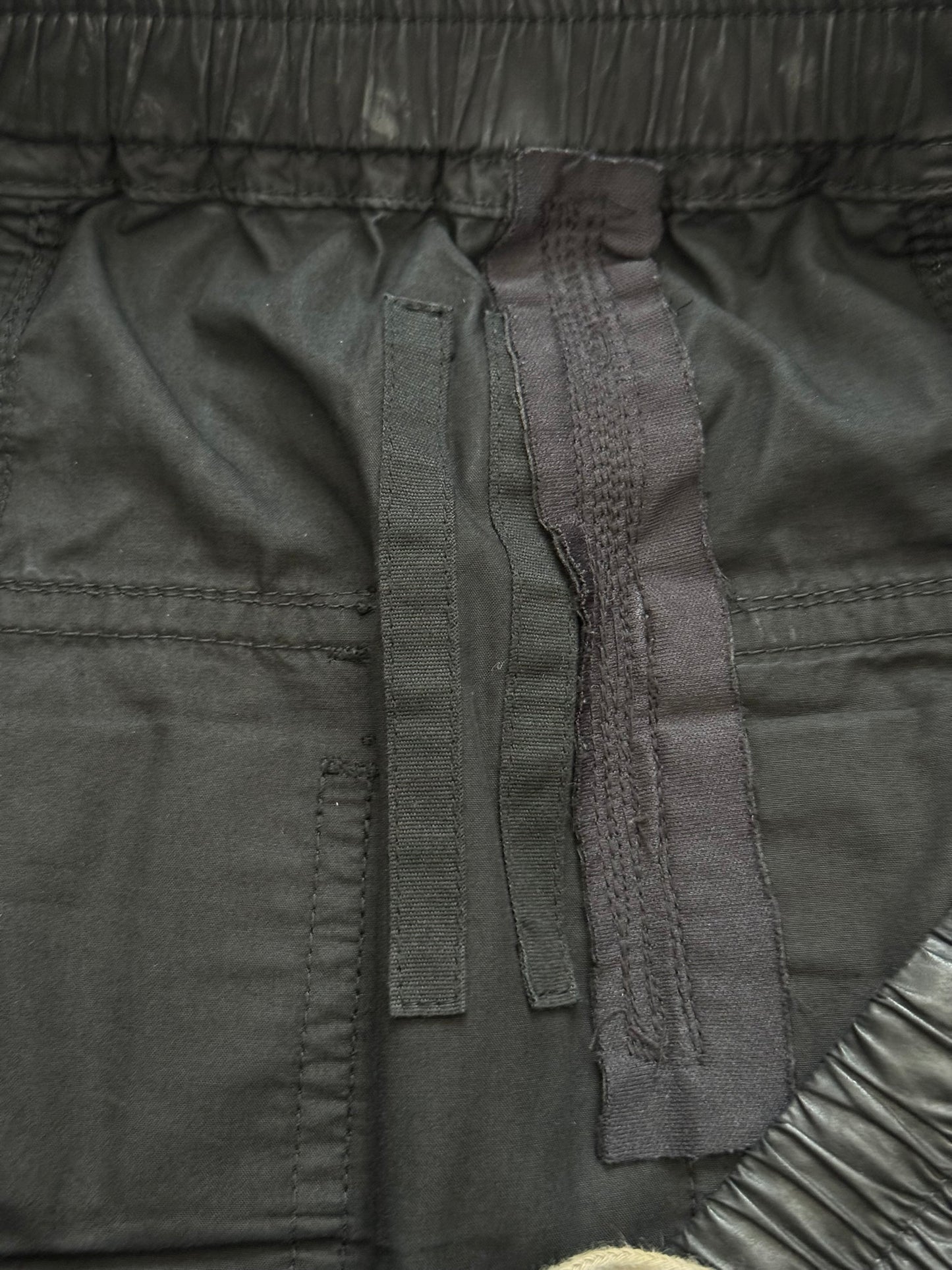 SS15 Rick Owens DRKSHDW Black Waxed Creatch Cargo Pods Shorts