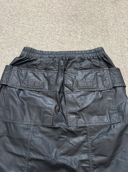 SS15 Rick Owens DRKSHDW Black Waxed Creatch Cargo Pods Shorts