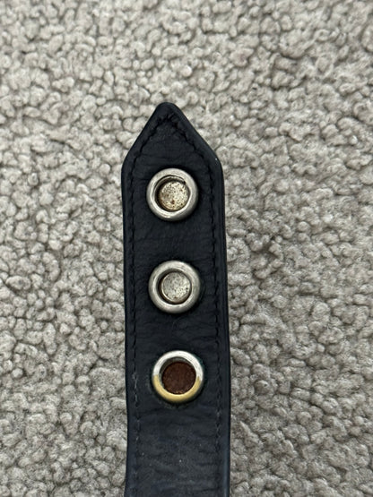 Chrome Hearts 3 Silver Cross Snap Button Black Leather Bracelet