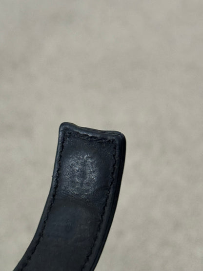 Chrome Hearts 3 Silver Cross Snap Button Black Leather Bracelet