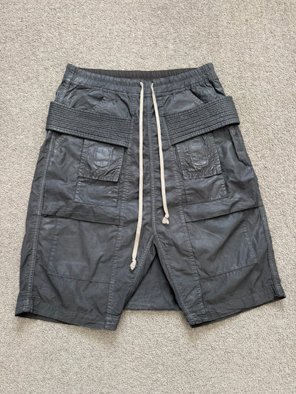 SS15 Rick Owens DRKSHDW Dark Dust Waxed Creatch Cargo Pods Shorts