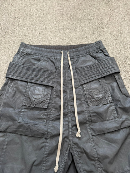 SS15 Rick Owens DRKSHDW Dark Dust Waxed Creatch Cargo Pods Shorts