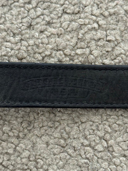 Chrome Hearts 3 Silver Cross Snap Button Black Leather Bracelet