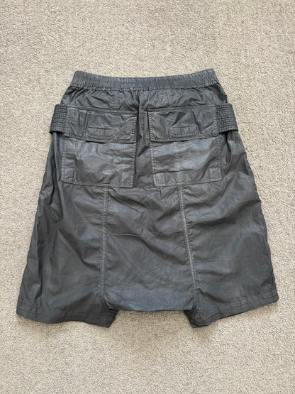 SS15 Rick Owens DRKSHDW Dark Dust Waxed Creatch Cargo Pods Shorts