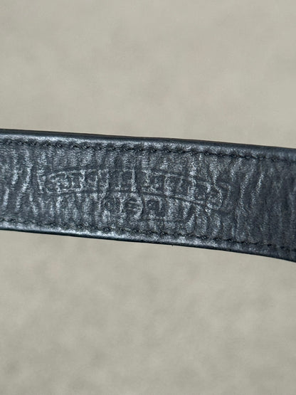 Chrome Hearts 3 Silver Cross Snap Button Black Leather Bracelet