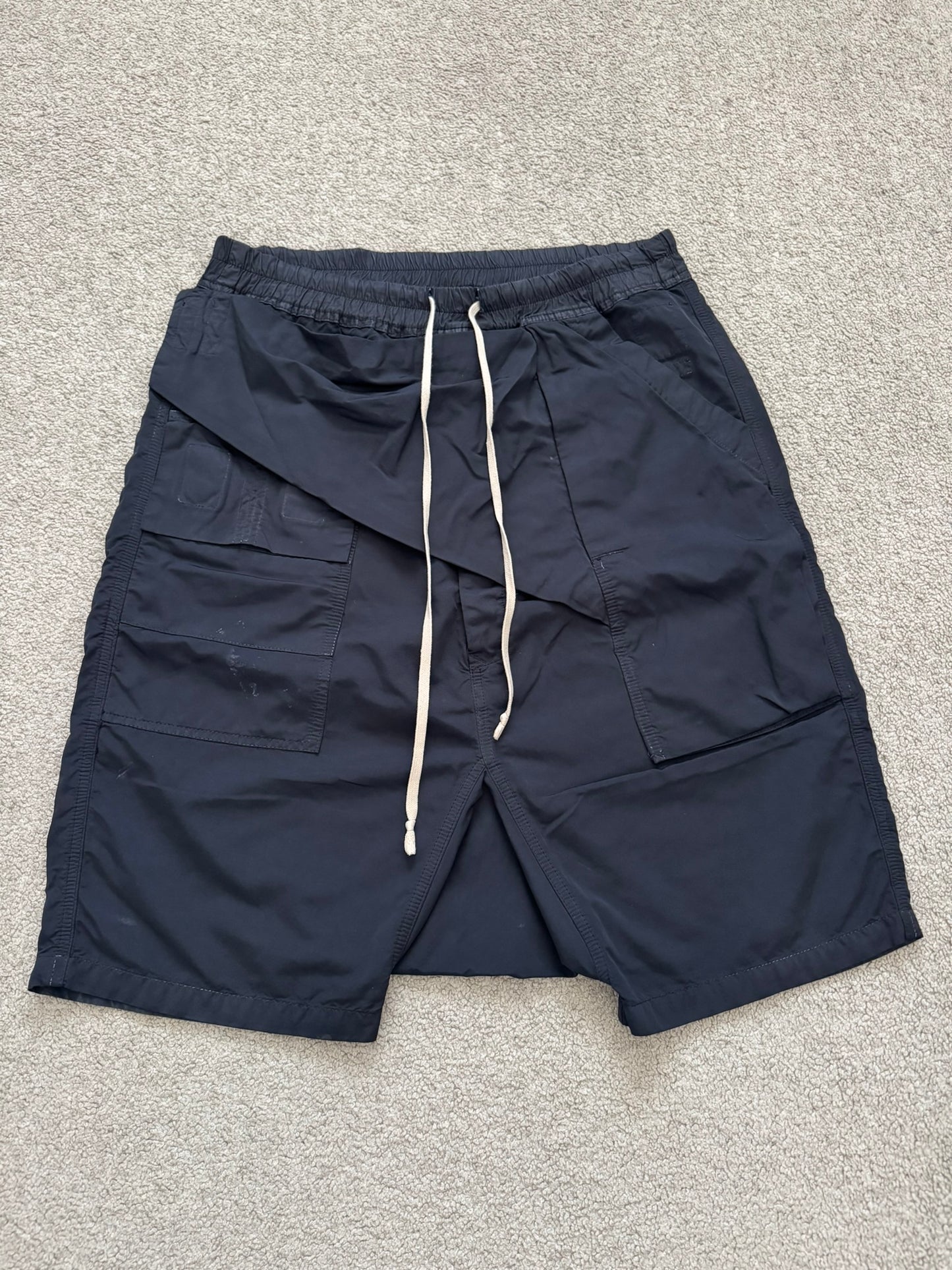 SS14 Rick Owens DRKSHDW Black Nylon Memphis Cargo Pods Shorts