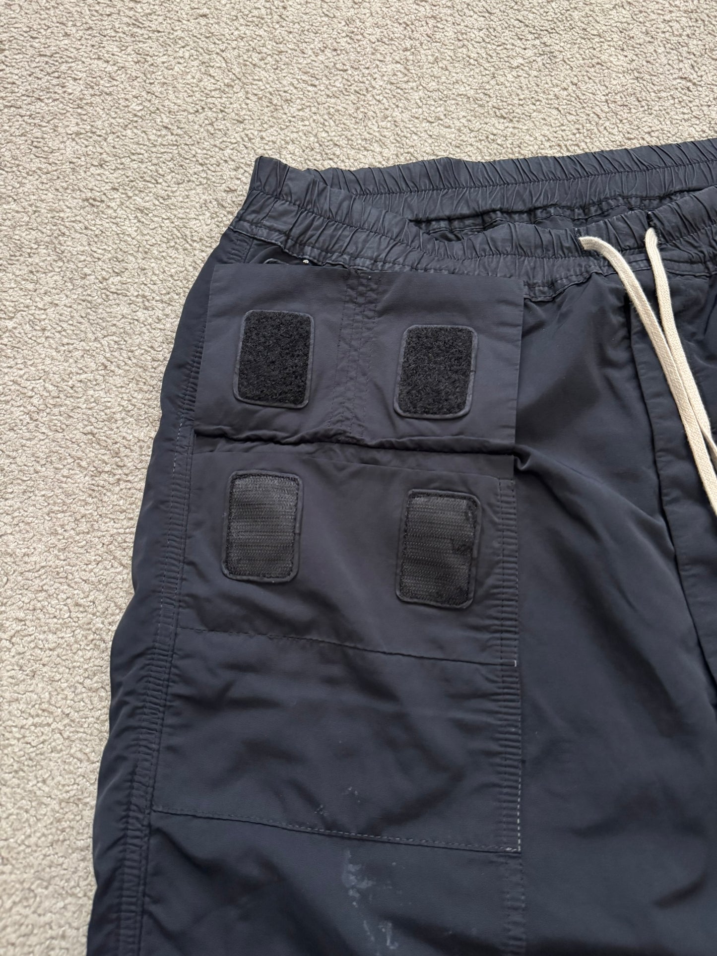 SS14 Rick Owens DRKSHDW Black Nylon Memphis Cargo Pods Shorts