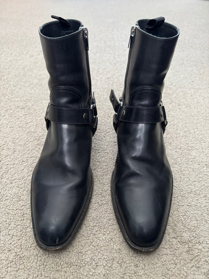 SS16 Saint Laurent by Hedi Slimane Wyatt 40mm Black Leather Harness Boots