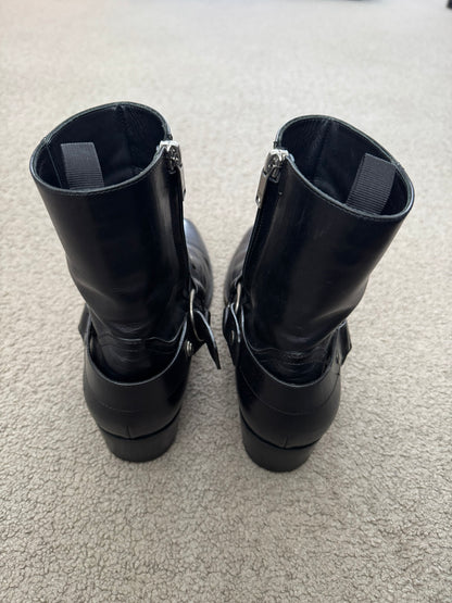 SS16 Saint Laurent by Hedi Slimane Wyatt 40mm Black Leather Harness Boots