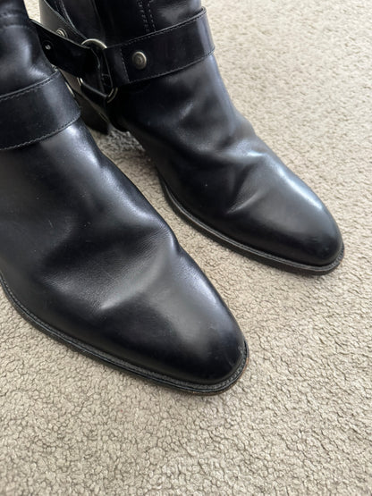 SS16 Saint Laurent by Hedi Slimane Wyatt 40mm Black Leather Harness Boots