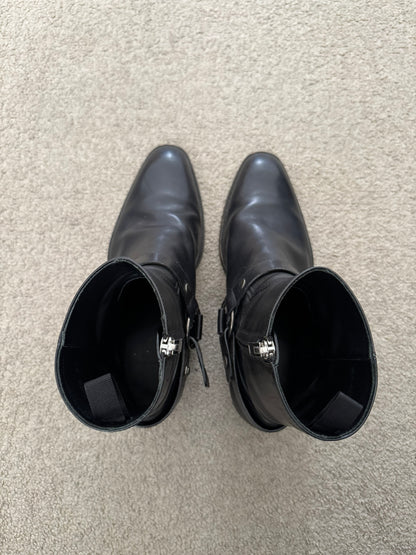 SS16 Saint Laurent by Hedi Slimane Wyatt 40mm Black Leather Harness Boots