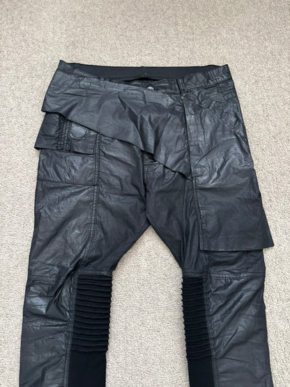 FW13 Rick Owens DRKSHDW "Plinth" Runway Waxed Memphis Biker Jeans