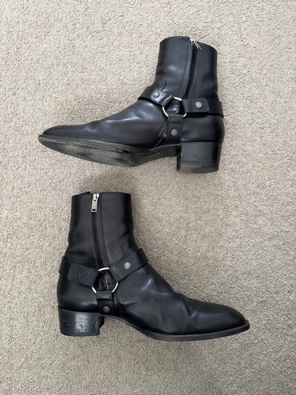 SS16 Saint Laurent by Hedi Slimane Wyatt 40mm Black Leather Harness Boots