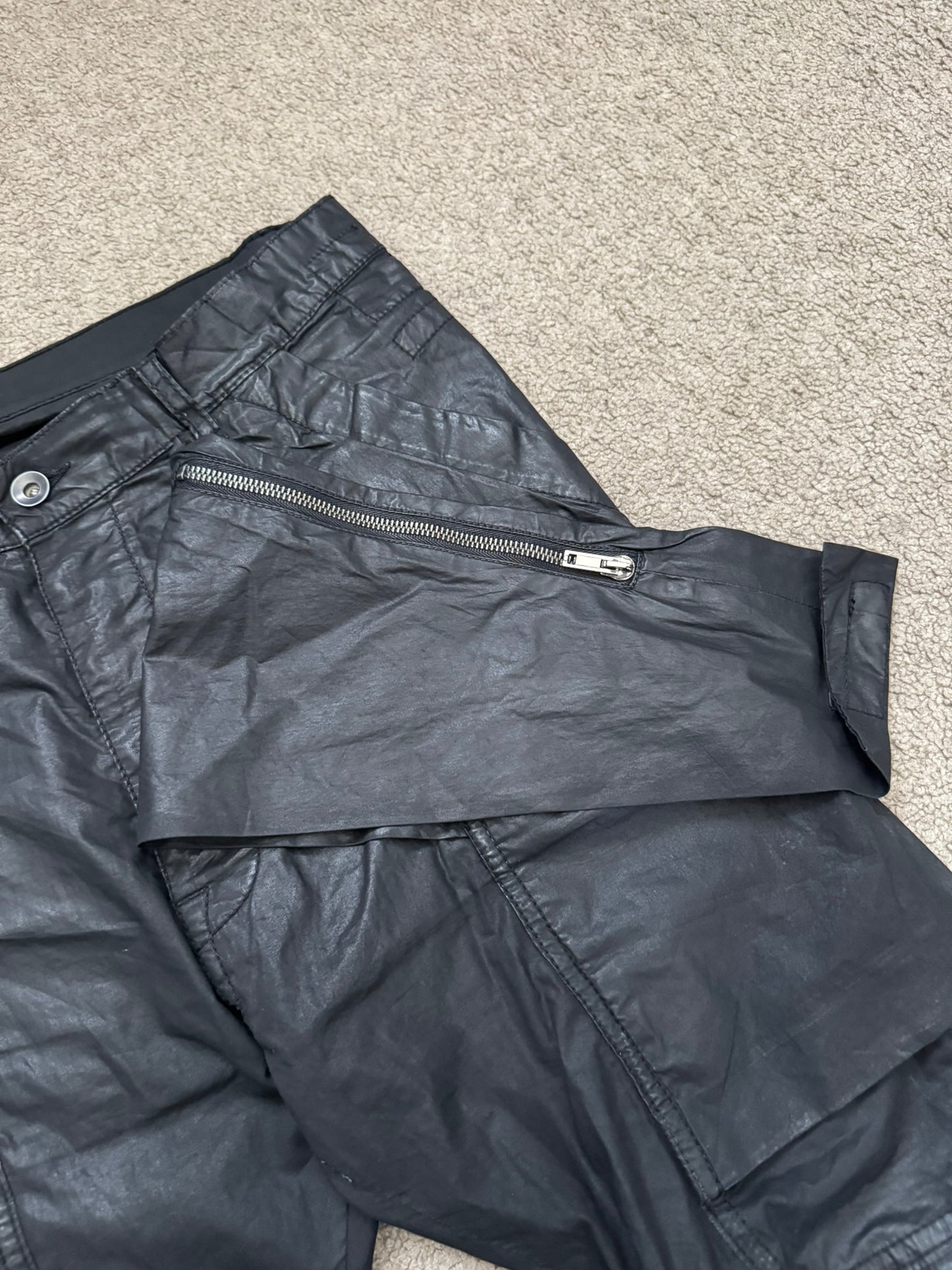 FW13 Rick Owens DRKSHDW "Plinth" Runway Waxed Memphis Biker Jeans