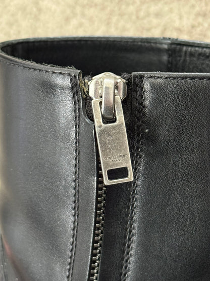 SS16 Saint Laurent by Hedi Slimane Wyatt 40mm Black Leather Harness Boots