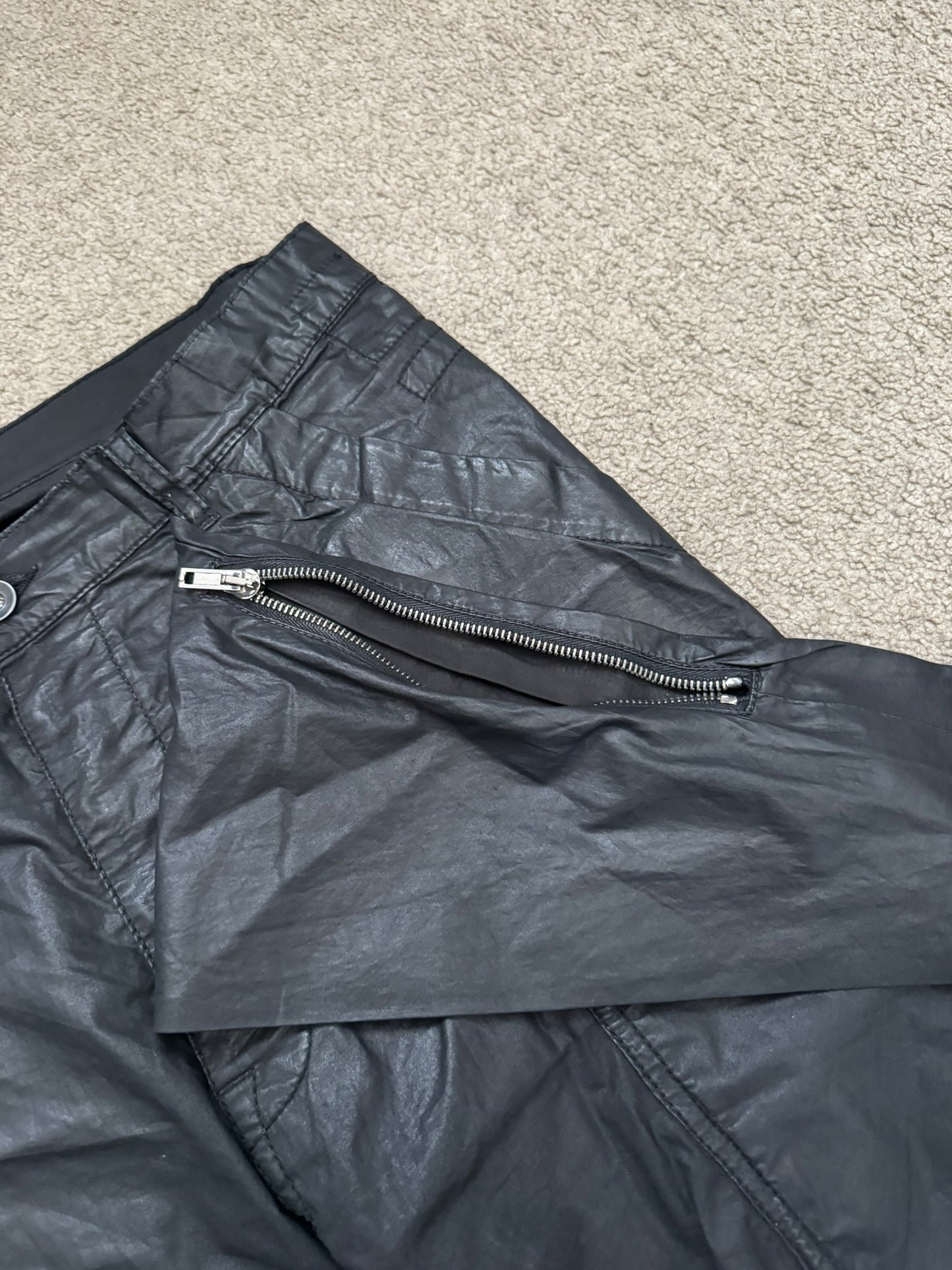 FW13 Rick Owens DRKSHDW "Plinth" Runway Waxed Memphis Biker Jeans