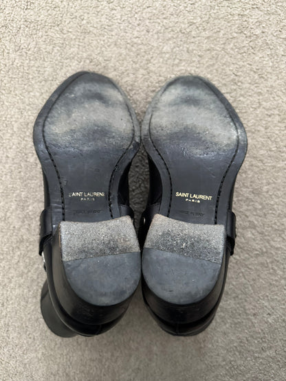 SS16 Saint Laurent by Hedi Slimane Wyatt 40mm Black Leather Harness Boots