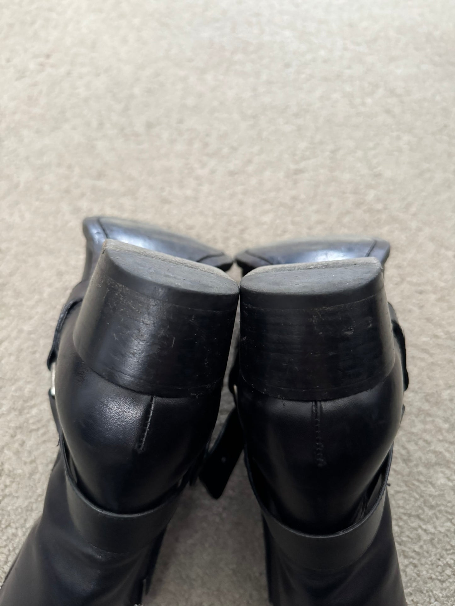 SS16 Saint Laurent by Hedi Slimane Wyatt 40mm Black Leather Harness Boots