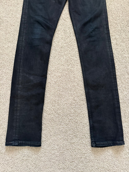 FW19 Rick Owens DRKSHDW Black Waxed Tyrone Cut Denim Jeans