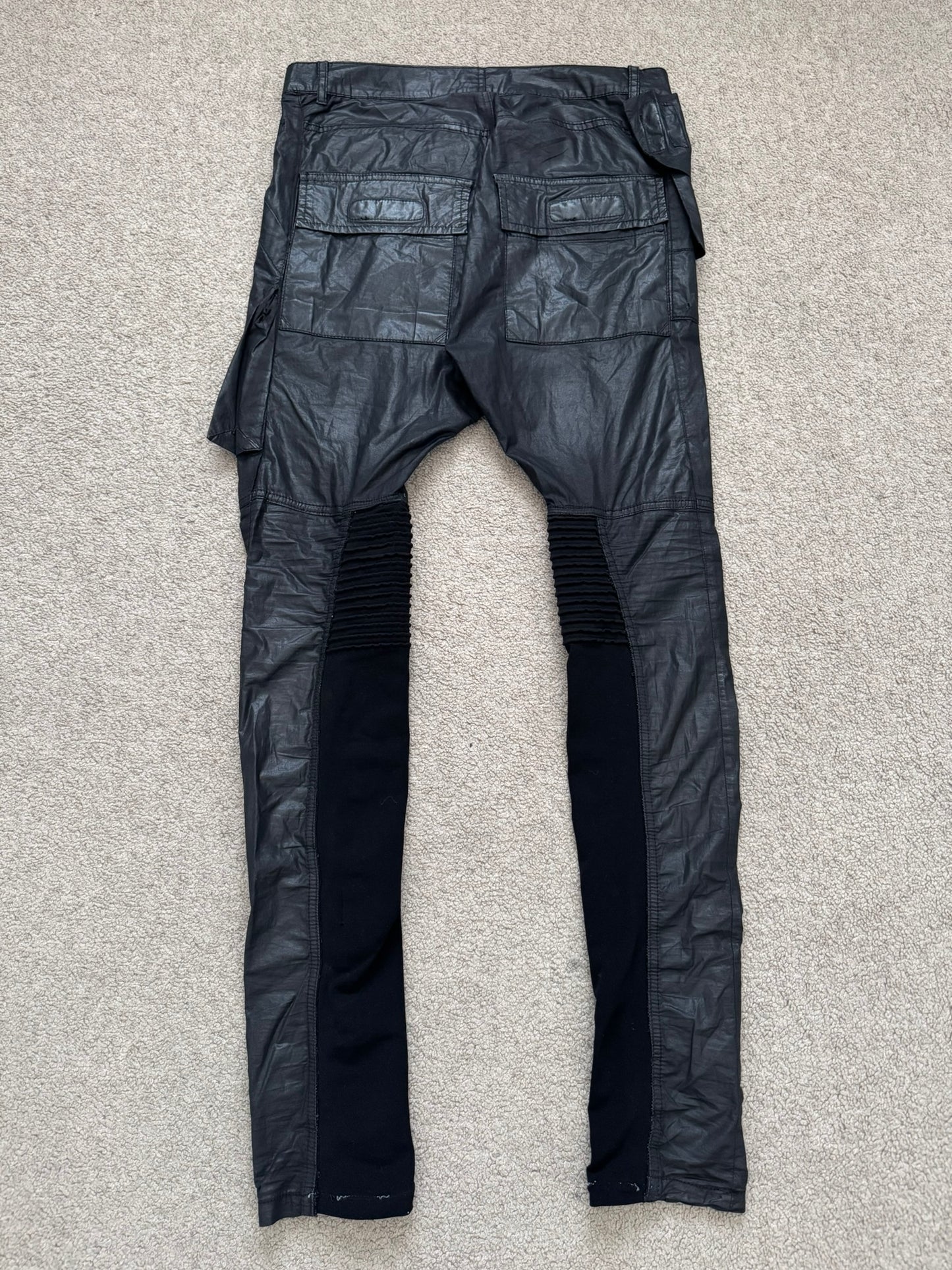 FW13 Rick Owens DRKSHDW "Plinth" Runway Waxed Memphis Biker Jeans