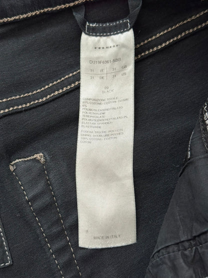 FW19 Rick Owens DRKSHDW Black Waxed Tyrone Cut Denim Jeans