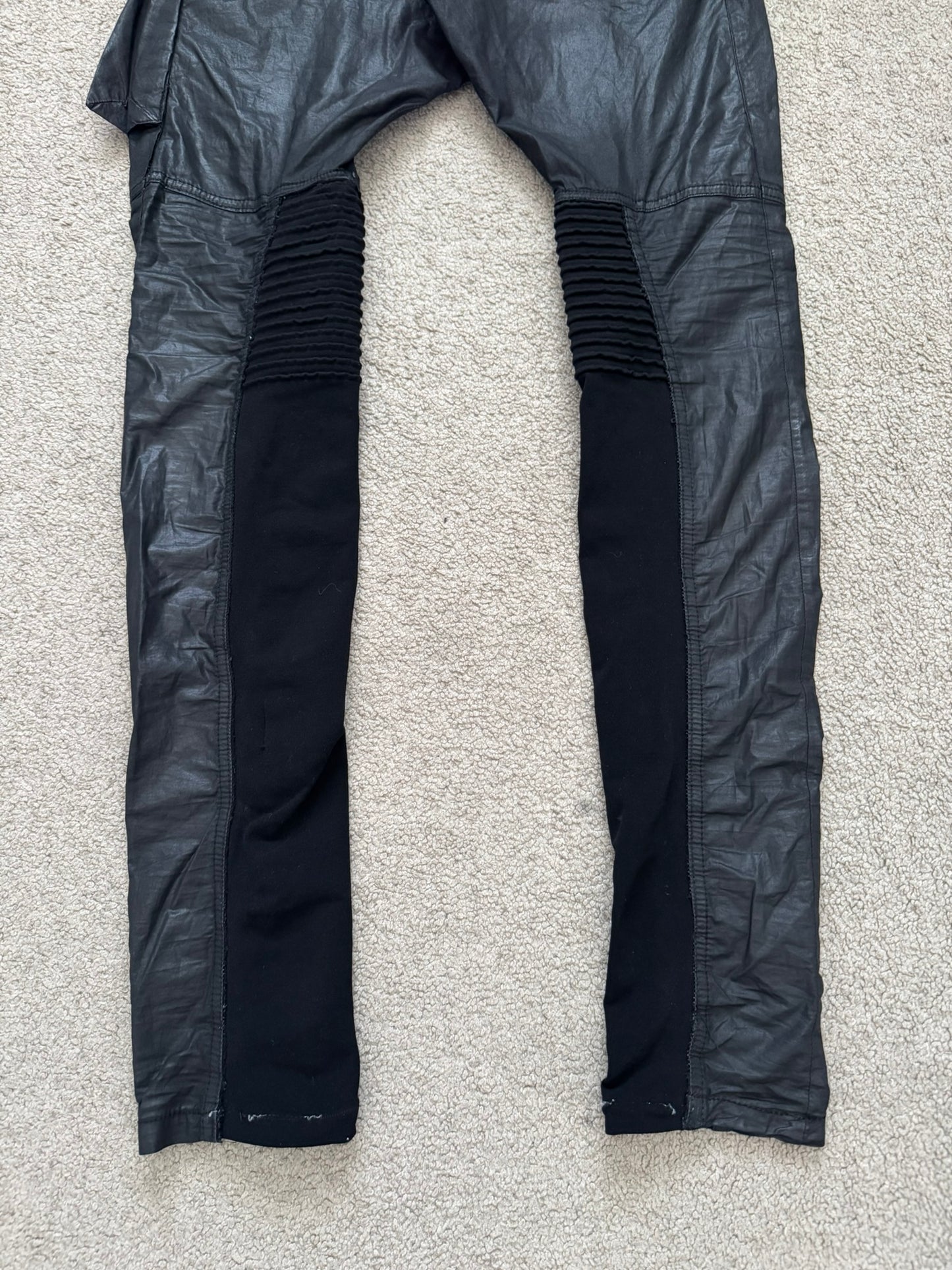 FW13 Rick Owens DRKSHDW "Plinth" Runway Waxed Memphis Biker Jeans