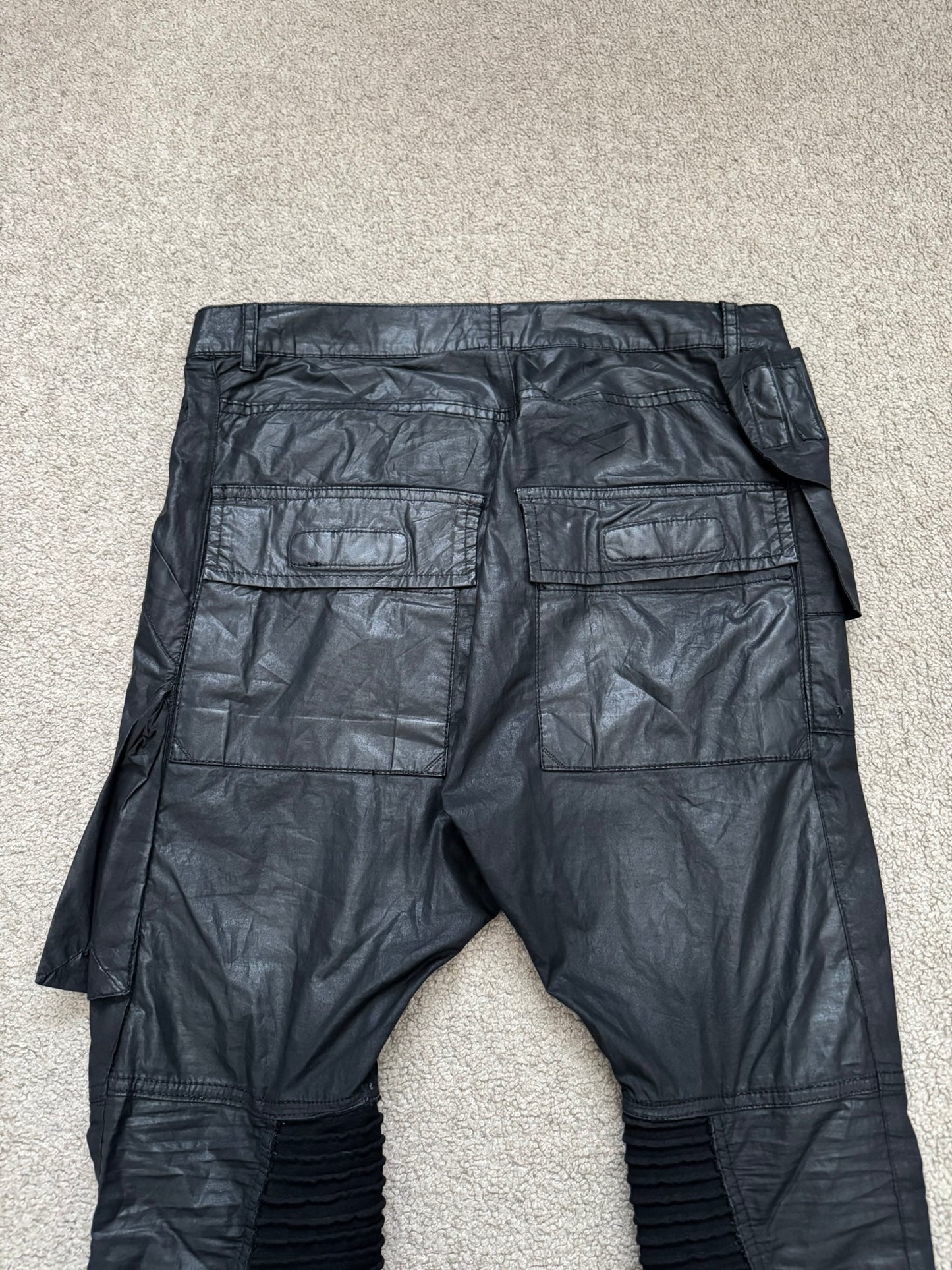 FW13 Rick Owens DRKSHDW "Plinth" Runway Waxed Memphis Biker Jeans