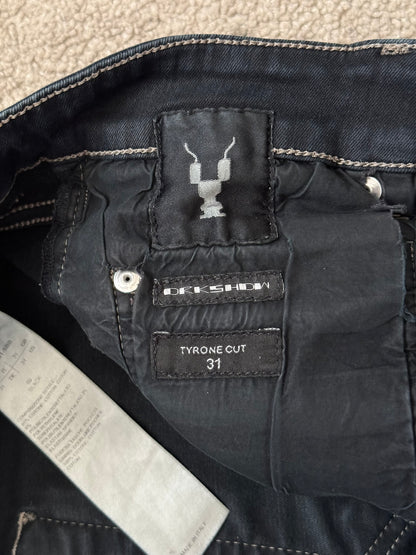 FW19 Rick Owens DRKSHDW Black Waxed Tyrone Cut Denim Jeans