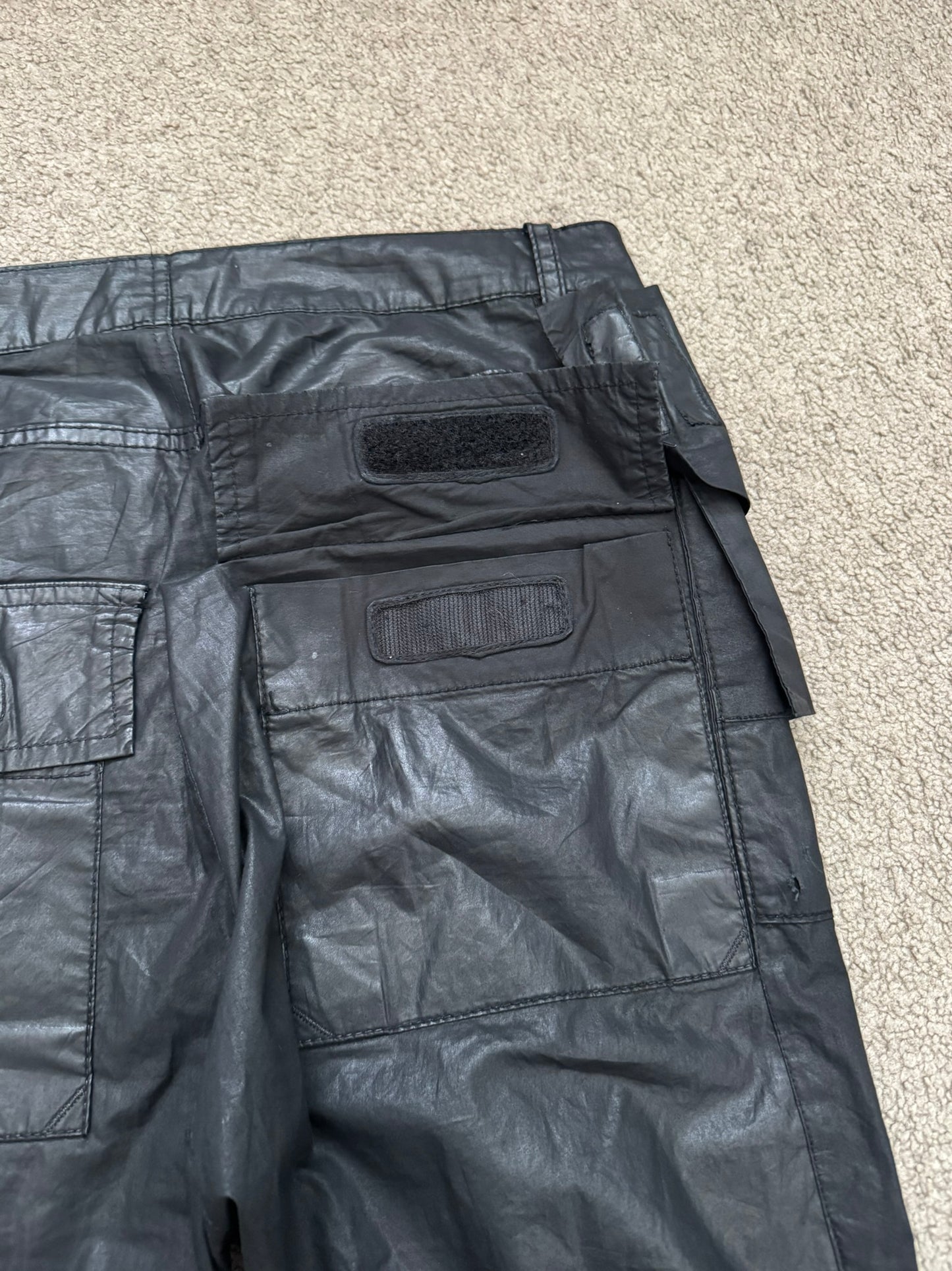 FW13 Rick Owens DRKSHDW "Plinth" Runway Waxed Memphis Biker Jeans