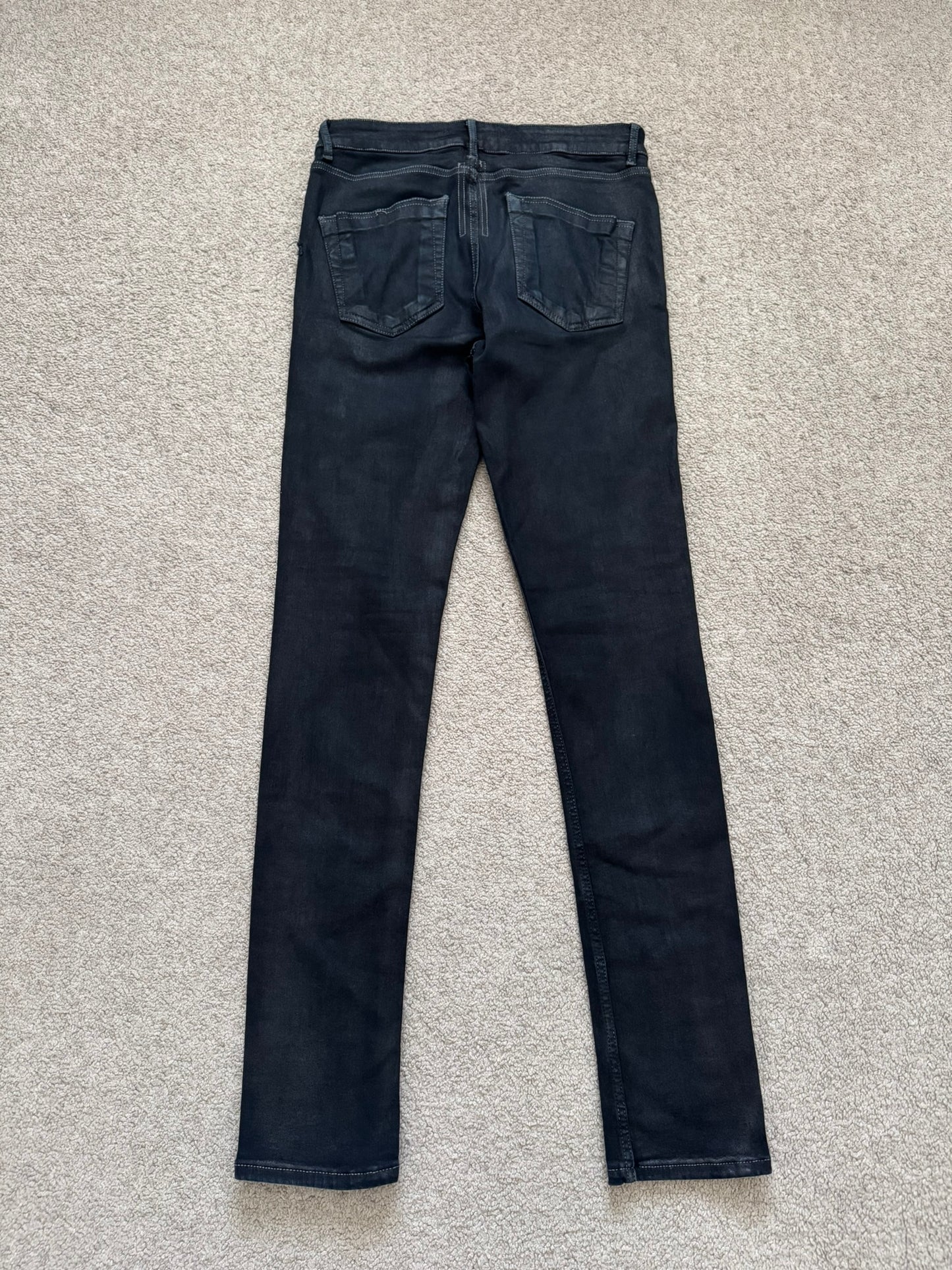FW19 Rick Owens DRKSHDW Black Waxed Tyrone Cut Denim Jeans