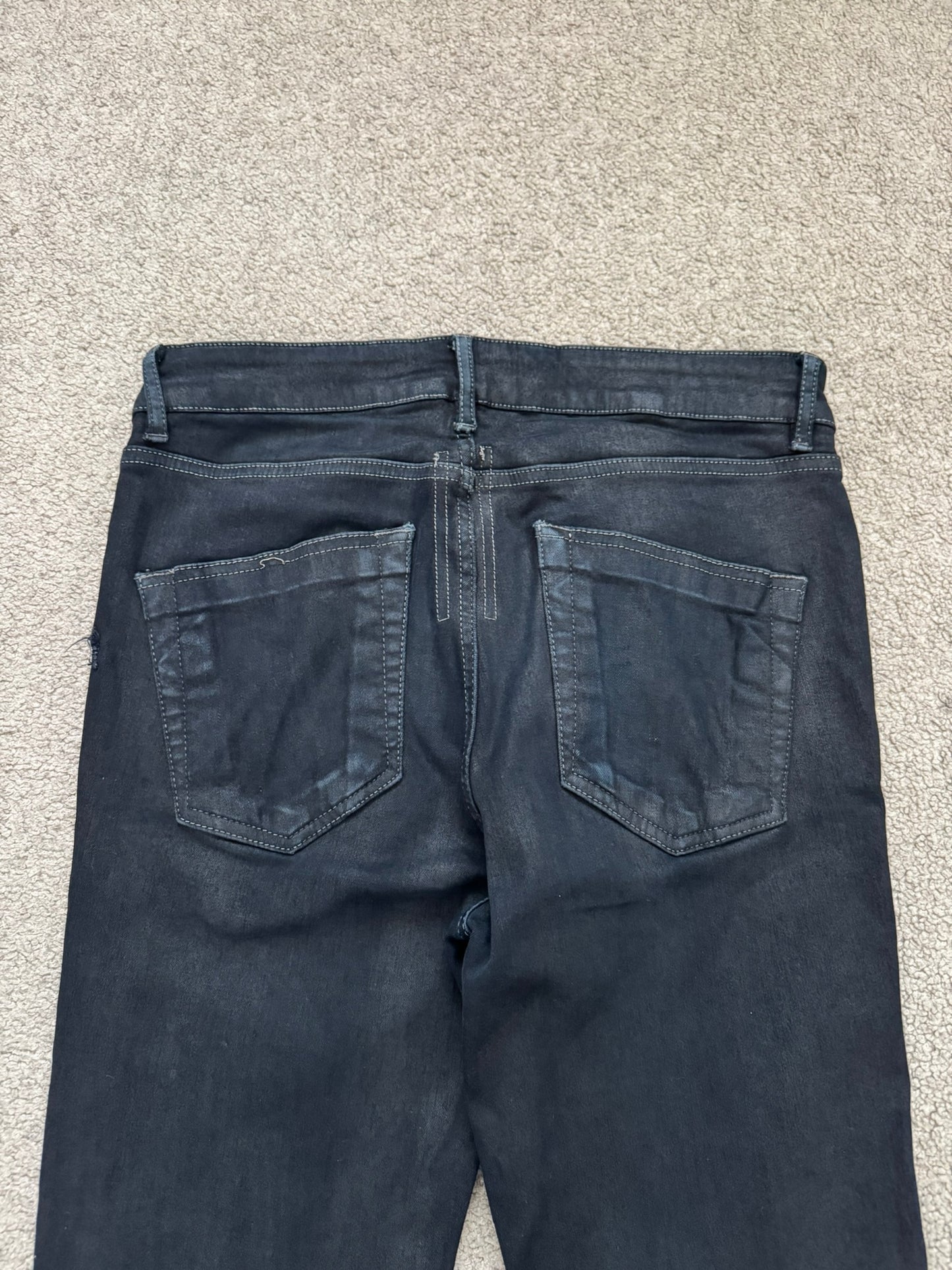 FW19 Rick Owens DRKSHDW Black Waxed Tyrone Cut Denim Jeans