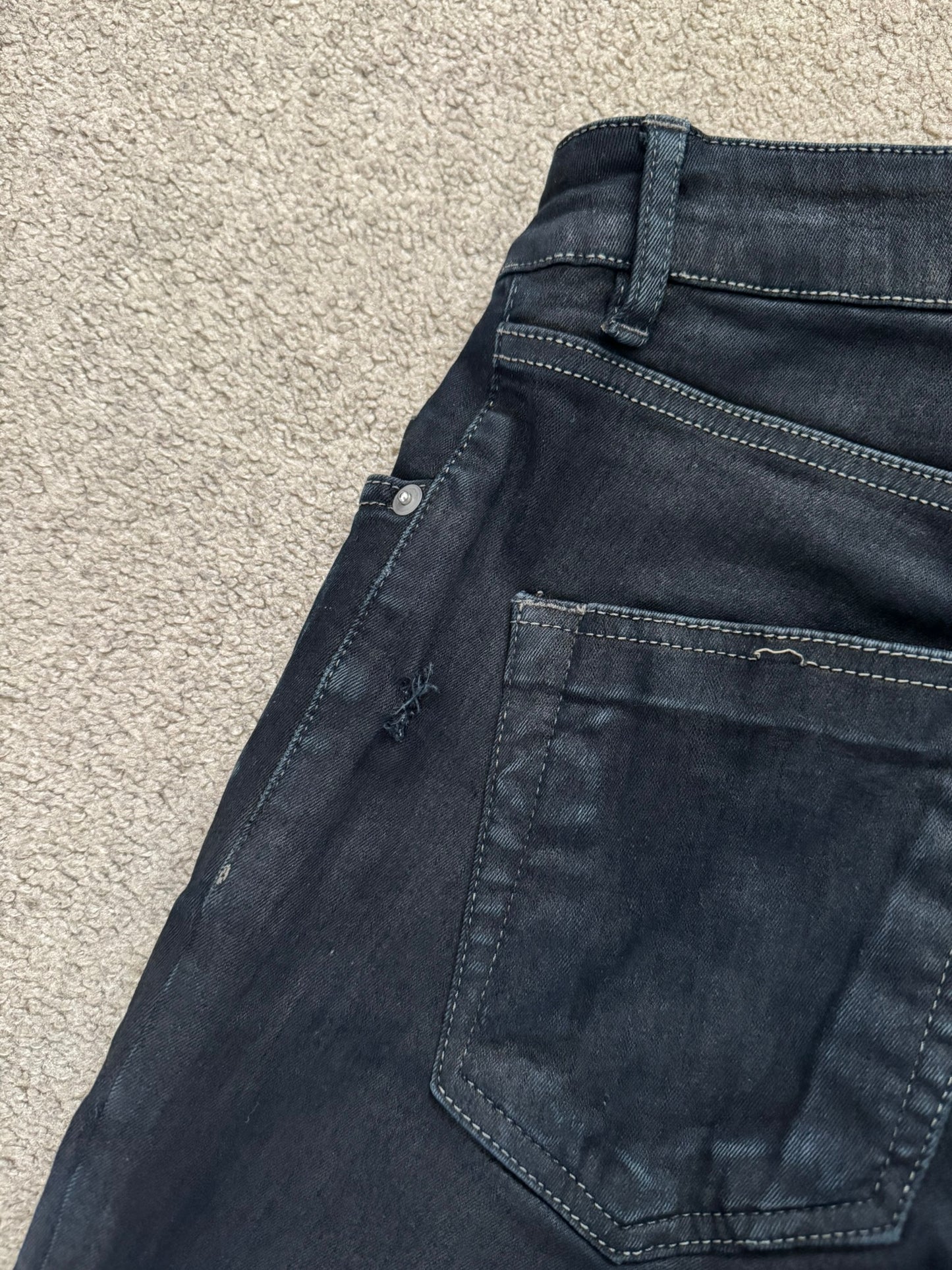 FW19 Rick Owens DRKSHDW Black Waxed Tyrone Cut Denim Jeans