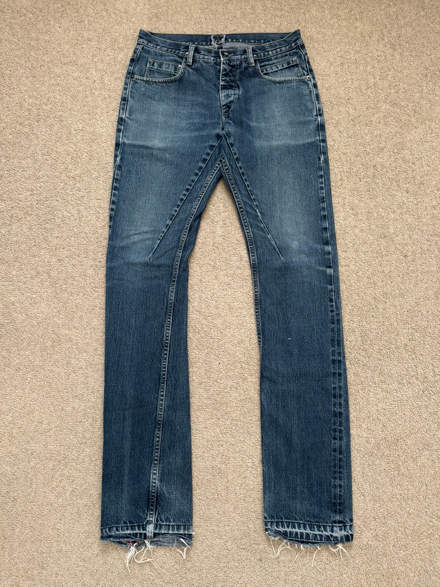 FW14 Rick Owens DRKSHDW Dark Inside Blue Detroit Cut Denim Jeans