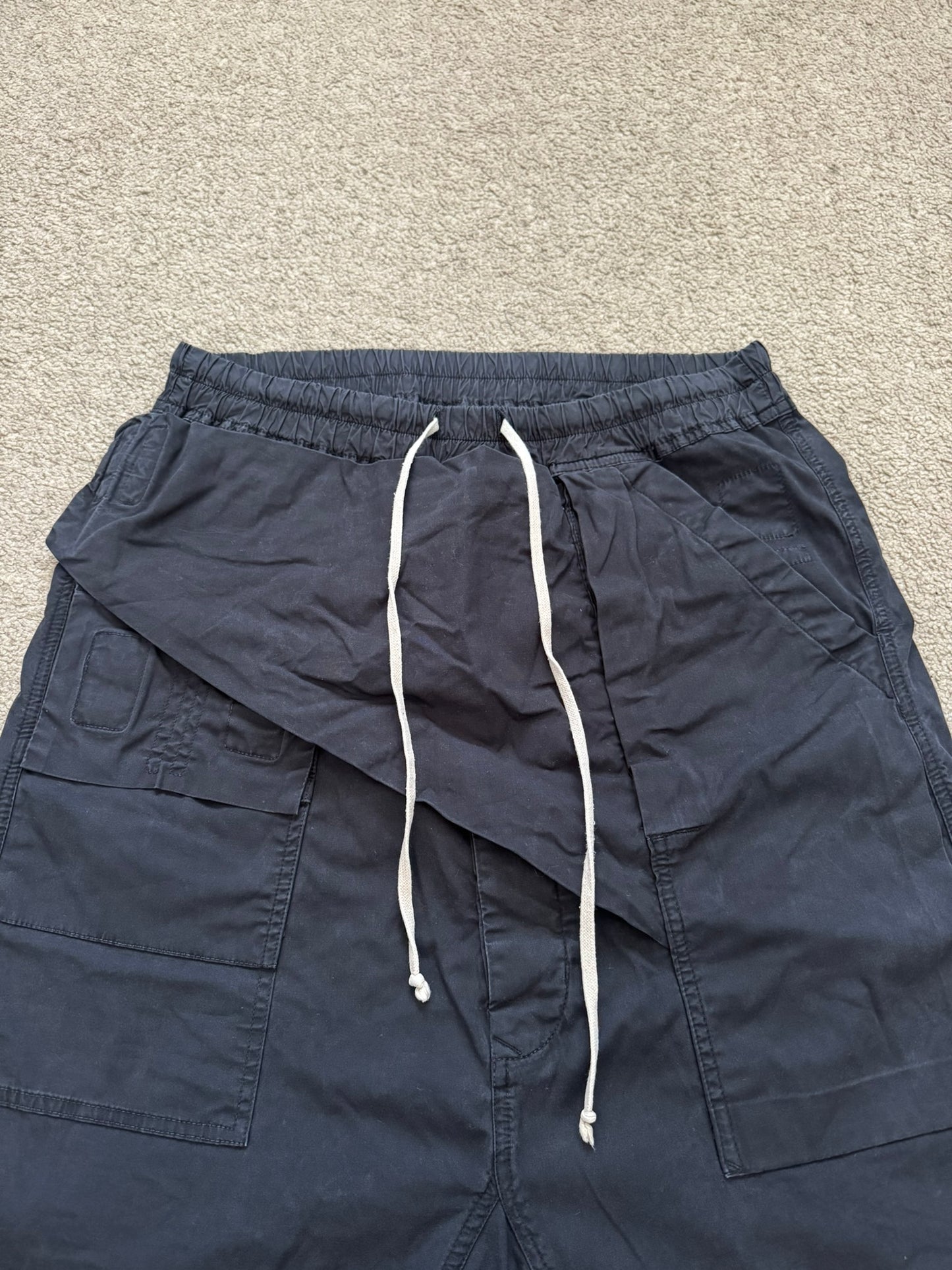FW15 Rick Owens DRKSHDW Black Memphis Cargo Pods Shorts
