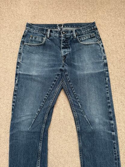 FW14 Rick Owens DRKSHDW Dark Inside Blue Detroit Cut Denim Jeans
