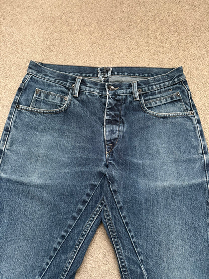 FW14 Rick Owens DRKSHDW Dark Inside Blue Detroit Cut Denim Jeans