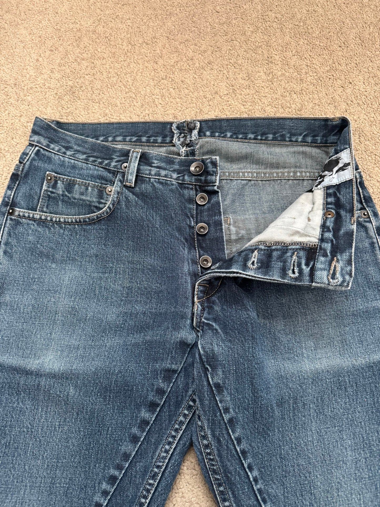 FW14 Rick Owens DRKSHDW Dark Inside Blue Detroit Cut Denim Jeans