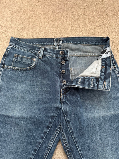 FW14 Rick Owens DRKSHDW Dark Inside Blue Detroit Cut Denim Jeans
