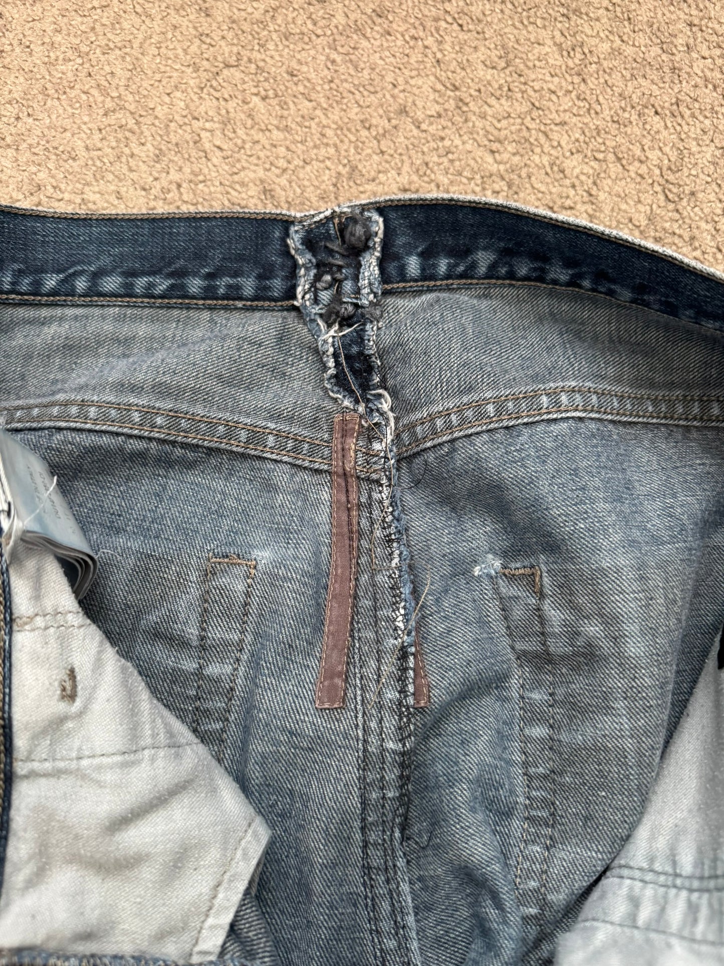 FW14 Rick Owens DRKSHDW Dark Inside Blue Detroit Cut Denim Jeans